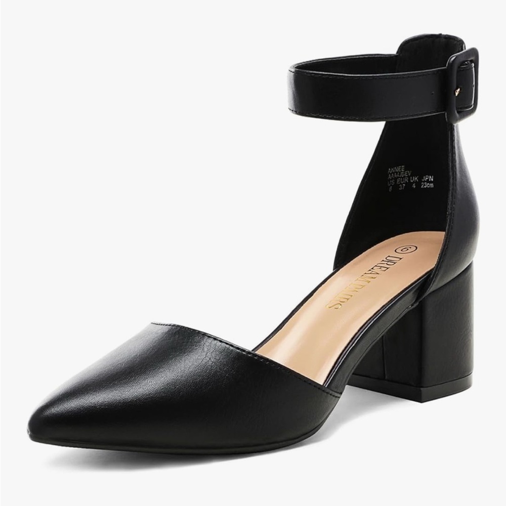 Dream Pairs Black Ankle Strap Block Heels